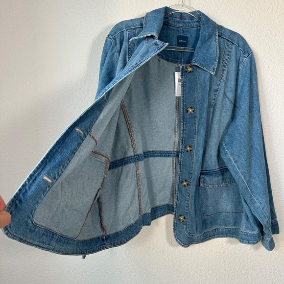 J. Jill plus size 3X lightweight denim jean jacket blue medium wash cotton NEW - Picture 10 of 14